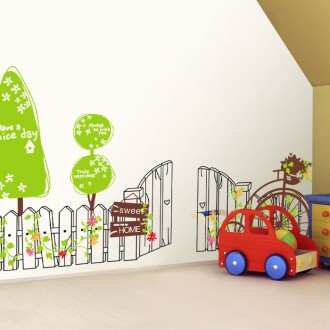 Home Green Fence Wall Sticker